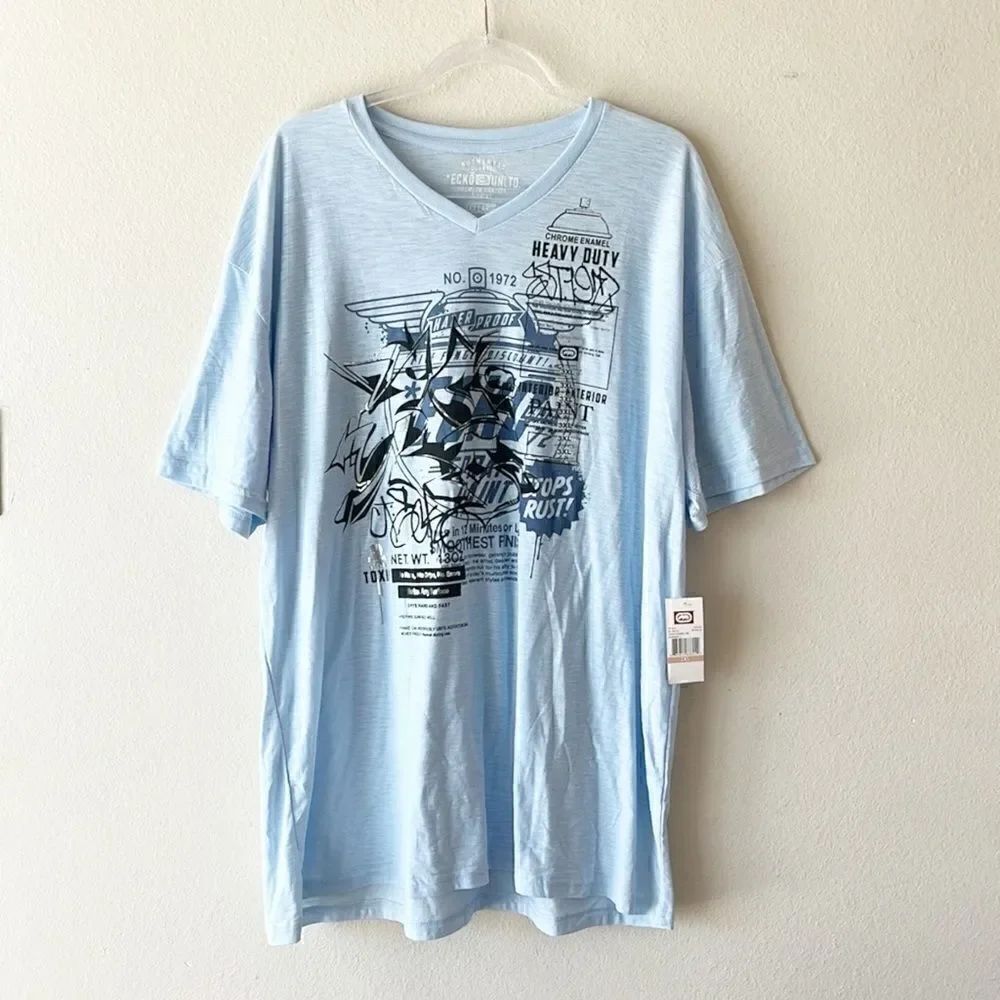 NWT Ecko Unltd V Nexk Blue Print Tee Top